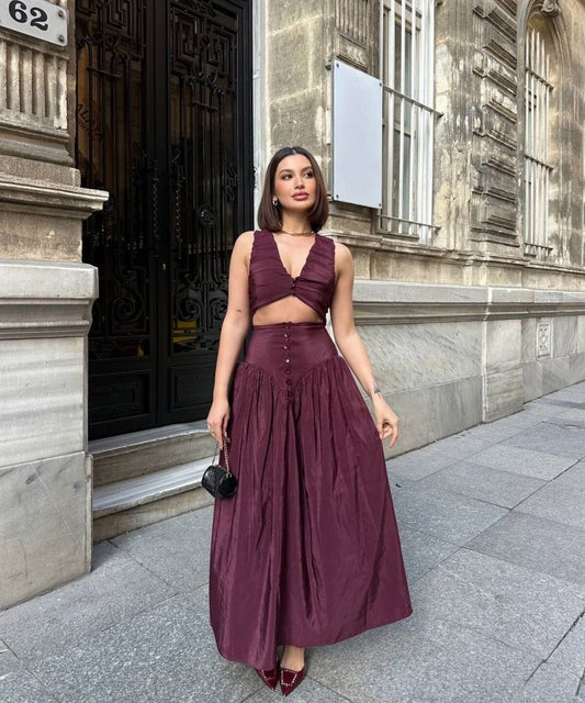 Pearl V Neck Maxi Dress